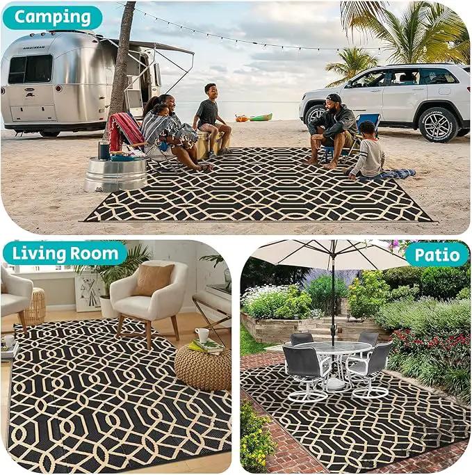 HEBE Outdoor Rug Waterproof 6x9, Reversible Plastic Straw Rug RV Camping Rug, Indoor Outdoor Patio Mat Clearance, Outside Carpet for Porch,Deck,Camper,Balcony,Backyard,Picnic by GreenHaven Gardens