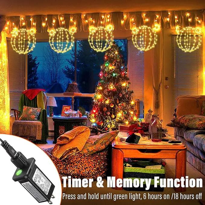 Outdoor Decorations Hanging Ball Lights 2PCS - 12 Inch Connectable Hanging Tree Globe 120 LED Fairy Lights with 8 Lighting Modes,Timing Function Waterproof Indoor Outdoor (Warm White, 2pcs) by GreenHaven Gardens