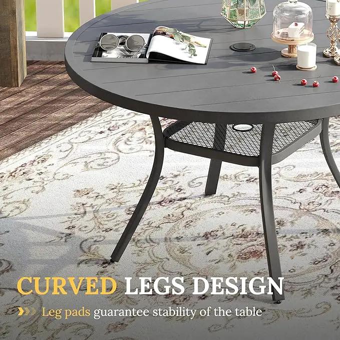 VICLLAX 5 Pieces Patio Dining Set for 4, Outdoor Furniture Set Includes 40.7" Round Patio Table and 4 Patio Stackable Chairs, Grey Tabletop and Grey Fabric by GreenHaven Gardens