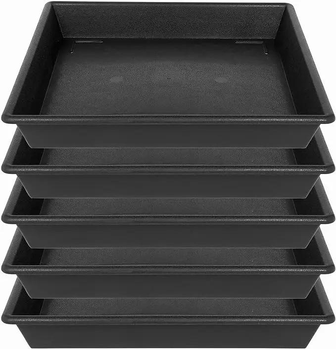 Square Plant Saucer 5 Pack 8 10 12 14 16 18 20 Inch, Plant Trays for Pots Heavy Duty Plastic Plant Saucers for Indoors Outdoors, Flower Pot No Holes Plant Drip Trays by GreenHaven Gardens