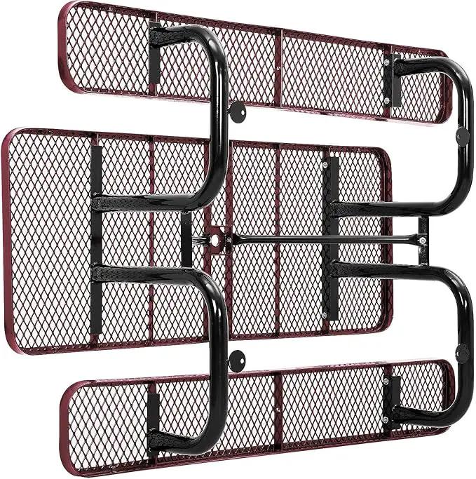 Global Industrial 6’L Rectangular Picnic Table, Expanded Metal, Red Thermoplastic Coating, Attached Benches, 1-1/2” Umbrella Pole Hole, Outdoor-Rated, 1000 lb Capacity, 72” x 30” Tabletop by GreenHaven Gardens