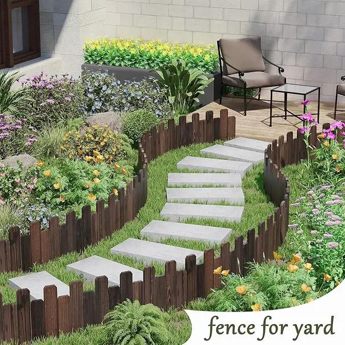 3Pack Wood Garden Edging Garden Fence Border No Dig Landscape Edging Lawn Border Decorative Flower Bed Border Courtyards Planting Tree Fence Patio Path Edging-9" H x 47.3" L (Total Length 11.8FT) by GreenHaven Gardens
