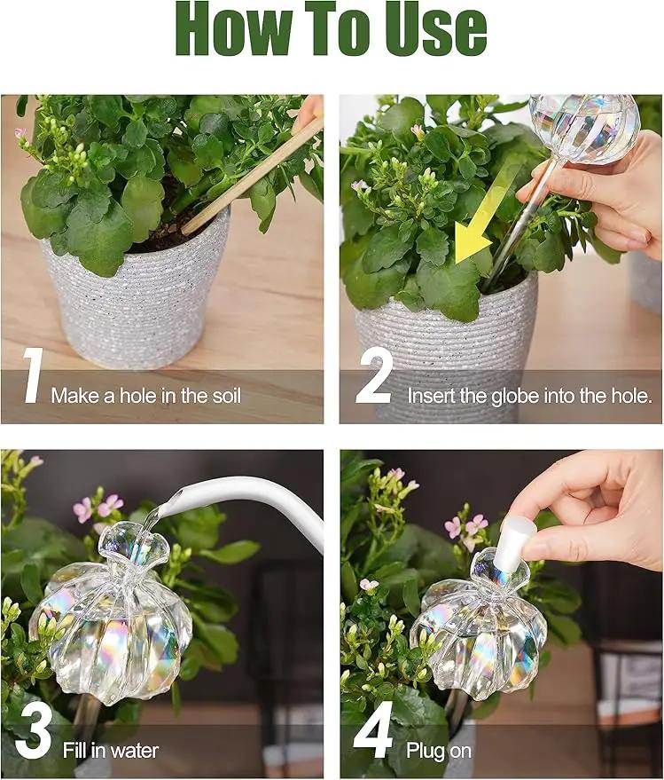 NiHome Cactus-Shaped Glass Plant Self-Watering Globes 6-Pack, Glass Waterer Stakes for Potted Plants, Automatic Mini Irrigation System, Adorable Gardening Tool (Iridescent, 3 Large + 3 Medium) by GreenHaven Gardens