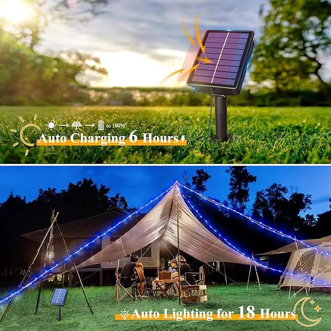 Ollny Solar String Lights for Outside, 2 Pack Total 132FT 400LED Solar Christmas Lights Outdoor, IP67 Waterproof 8 Modes String Lights for Tree Yard Garden Patio Party, Blue by GreenHaven Gardens