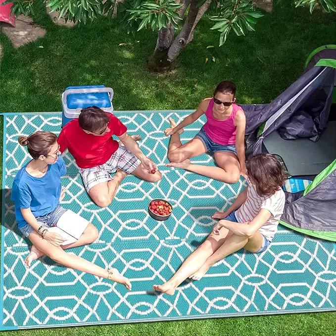 HEBE Outdoor Rug Waterproof 5x8, Reversible Plastic Straw Rug RV Camping Rug, Indoor Outdoor Patio Mat Clearance, Outside Carpet for Porch,Deck,Camper,Balcony,Backyard,Picnic by GreenHaven Gardens