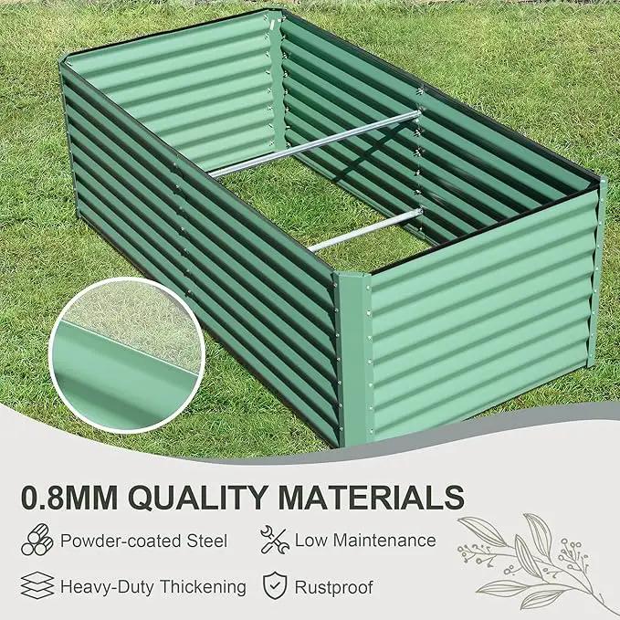 Domi Raised Garden Beds Outdoor, 6x3x2ft Thickening Tall Metal Rectangular Deep Root Box Planter for Vegetables, Flowers, Herbs, and Succulents 2" Deep w/ 256 Gallon Capacity - Green by GreenHaven Gardens