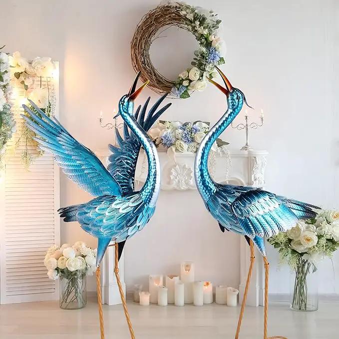 chisheen Crane Garden Statues Outdoor Metal Heron Yard Art Crane for Garden Sculptures Patio Lawn Ornaments,Set of 2 by GreenHaven Gardens
