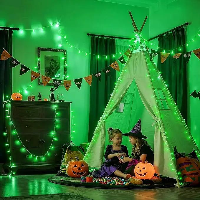 JMEXSUSS Connectable 100 LED Green Halloween Lights, 8 Modes Plug-in Green Christmas Lights Indoor, 33ft Clear Wire Twinkle String Light Outdoor for Halloween Christmas Tree Xmas Decor by GreenHaven Gardens