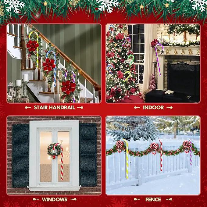 WeGuard 10PK Christmas Candy Cane Pathway Lights Outdoor Decorations 21" 8 Lighting Modes Flashing Waterproof Outdoor Lighted Christmas Decor for Garden Yard by GreenHaven Gardens