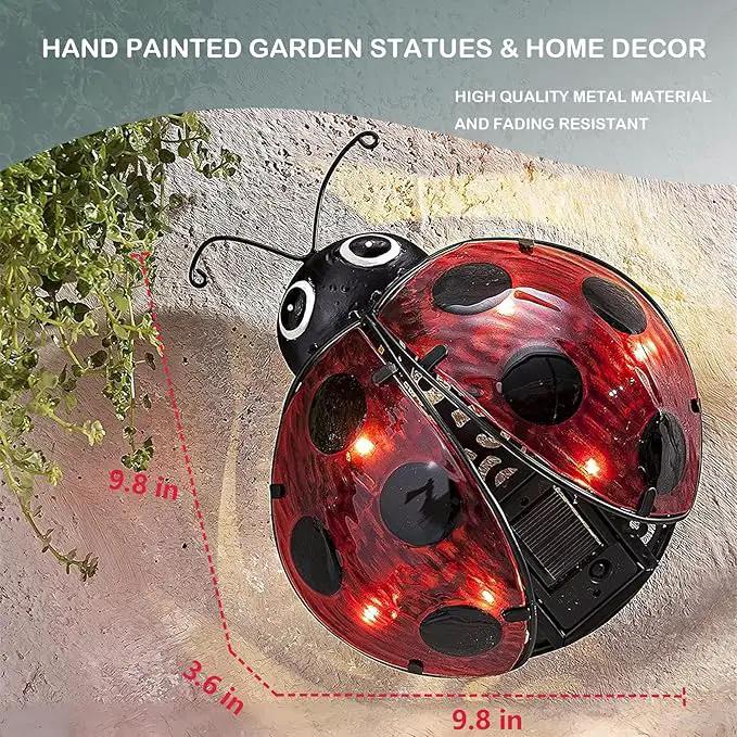Elenon Ladybug Decor Solar Lights, Metal Ladybugs Outdoor Decorative Yard Art Garden Sculptures & Statues for Patio Yard Pathway by GreenHaven Gardens