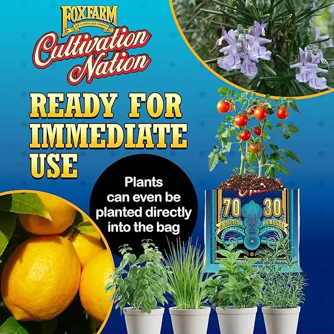 FoxFarm Cultivation Nation 70:30 Growing Media, 2cu ft - Mix of Coconut Coir and Perlite - Provides Aeration and Drainage, Use for Indoor/Outdoor Container Gardens by GreenHaven Gardens