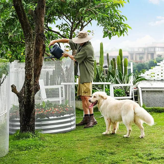Land Guard 4×4×3ft Galvanized Raised Garden Bed Kit, Round Galvanized Planter Raised Garden Boxes Outdoor, Large Metal Raised Garden Beds for Vegetables, Silver by GreenHaven Gardens