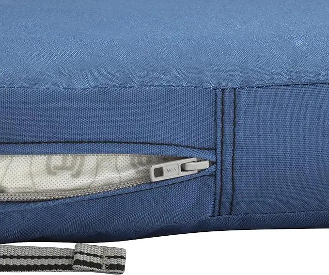 Classic Accessories Ravenna Water-Resistant 19 x 19 x 3 Inch Patio Seat Cushion, Empire Blue, Chair Seat Cushion by GreenHaven Gardens