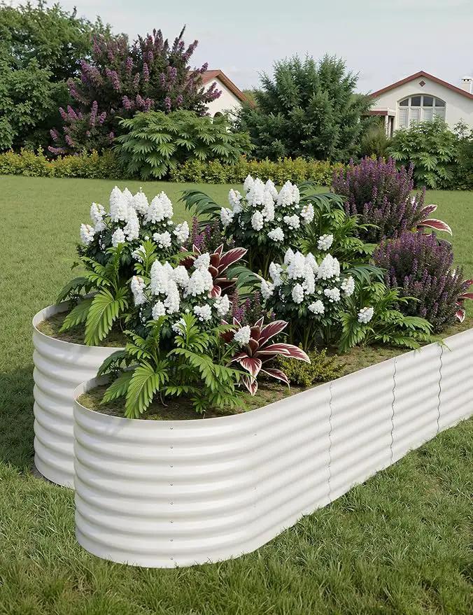 2 Pcs Raised Garden Beds Outdoor 8x2x2ft - Galvanized Steel Planter Box for Vegetables, Flowers, Rust-Resistant Garden Box, Easy Assembly Raised Beds, Durable Planters for Outdoor Plants, Beige by GreenHaven Gardens