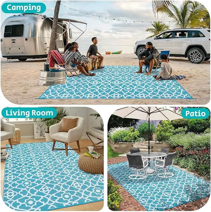 HEBE Outdoor Rug Waterproof 5x8, Plastic Straw Rug Camping Rug, Reversible Outdoor Patio Rugs RV Mat Clearance, Indoor Outside Floor Carpet for Porch,Deck,Camper,Balcony,Backyard by GreenHaven Gardens
