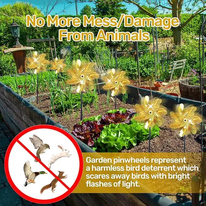 BATTIFE Golden Pinwheels for Garden, 10 Pack Reflective Wind Spinner to Scare Birds Away, Sparkly Pinwheel Deterrent, Outdoor Gold Pinwheel for Lawn and Patio by GreenHaven Gardens
