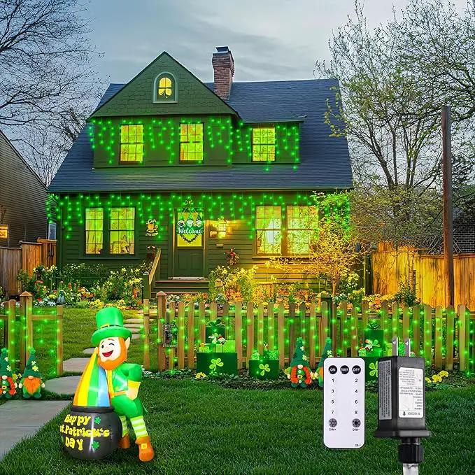 JMEXSUSS 400 LED 38.8F Green Icicle Lights for St Patricks Day Decorations, Green Christmas Lights Indoor Outdoor, Green String Icicle Lights for House Fireplace Party Yard Decoration by GreenHaven Gardens