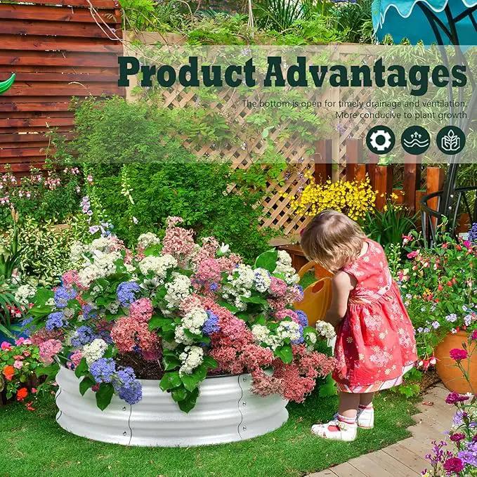 BPS Metal Raised Garden Bed, 2-Pack 2.5FT Diameter Galvanized Planter Raised Garden Boxes for Flower Planters, Vegetables Herb by GreenHaven Gardens