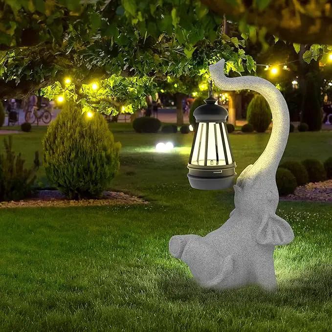 Solar Powered Outdoor Figurine Lights, 10 Inch Waterproof Animal Elephant Statue Light, Suitable for Decorations for Patio, Balcony, Lawn, Courtyard, Etc.(Face Upward) by GreenHaven Gardens