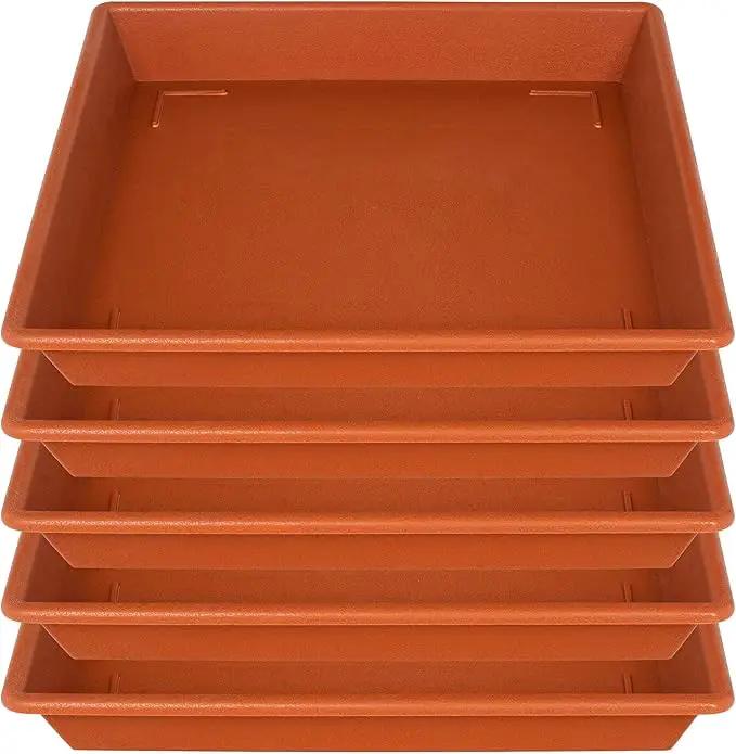 Square Plant Saucer 12 Inch 5 Pack, Plant Stand Plant Trays for Pots Heavy Duty Plastic Plant Saucers for Indoors Outdoors, Flower Pot No Holes Terracotta Plant Lover Gardening Gifts by GreenHaven Gardens