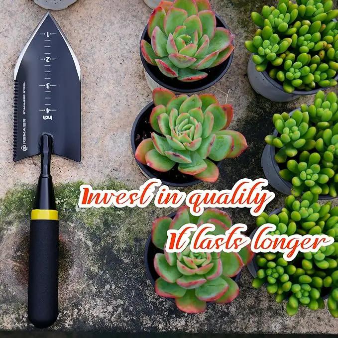 Heavy-Duty Trowel Garden Tool, Stainless Steel Serrated Hand Shovel for Effortless Digging, Weed Control, and Precise Bulb Planting by GreenHaven Gardens