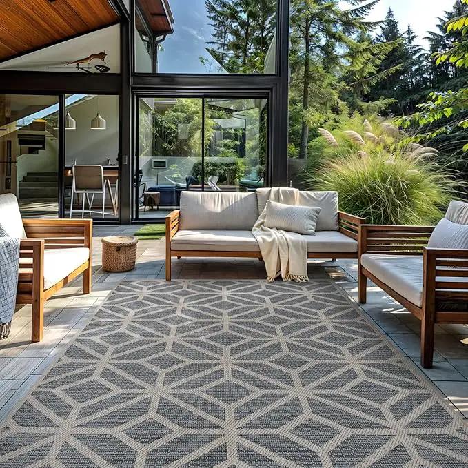 Rugshop Contemporary Geometric Indoor/Outdoor Area Rug 10' X 14' Blue by GreenHaven Gardens