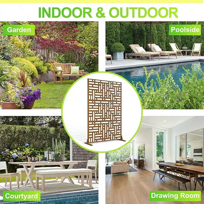 Outdoor Privacy Screen,72" H×47" W Metal Privacy Screen, Freestanding Privacy Fence Panels for Patio by GreenHaven Gardens