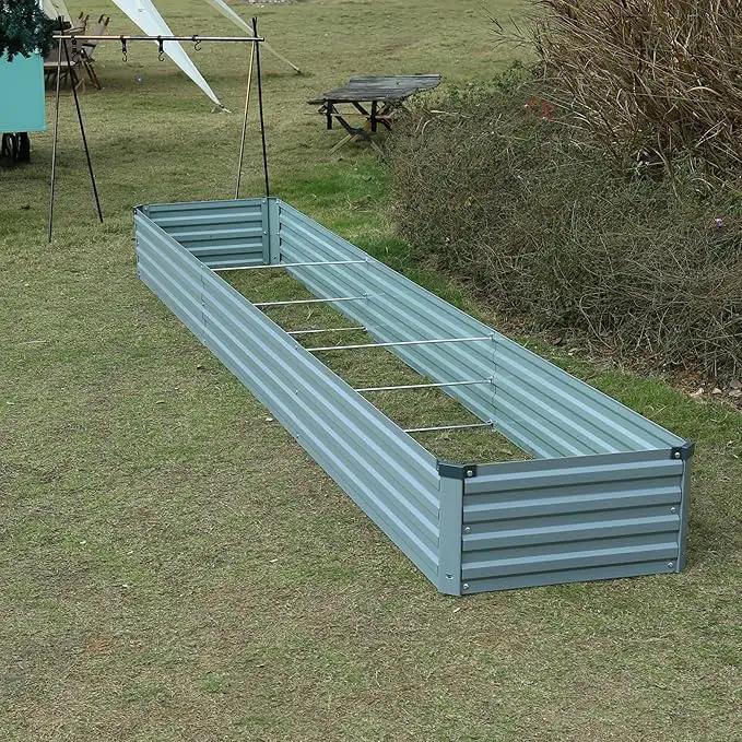 12x2x1ft(2 Pack) Galvanized Raised Garden Bed,Outdoor Planter Box Metal Patio Kit Planting Bed for Vegetables Flowers Herb,Grey by GreenHaven Gardens