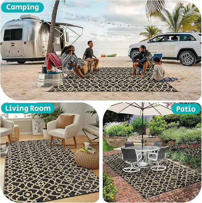 HEBE Outdoor Rug Waterproof 5x8, Reversible Plastic Straw Rug RV Camping Rug, Indoor Outdoor Patio Mat Clearance, Outside Carpet for Porch,Deck,Camper,Balcony,Backyard,Picnic by GreenHaven Gardens