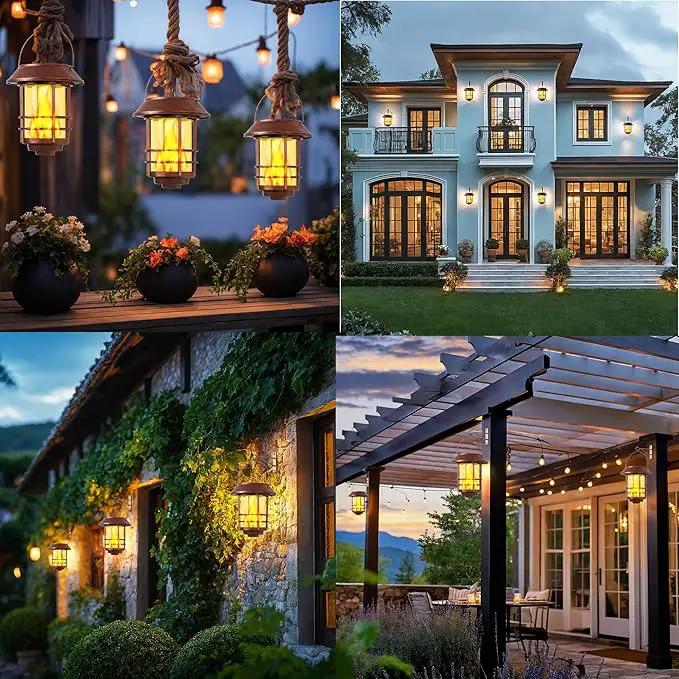 Otdair Solar Wall Lantern Outdoor, Flickering Flames Sconce Lights, Hanging Solar Lamps Wall Mount for Front Porch, Patio and Yard, 2 Pack, Bronze by GreenHaven Gardens