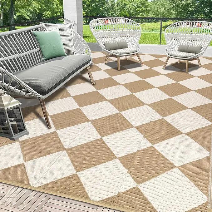 HEBE Outdoor Rug Waterproof 9x12, Plastic Straw Rug Camping Rug, Reversible Outdoor Patio Rugs RV Mat Clearance, Indoor Outside Floor Carpet for Porch,Deck,Camper,Balcony,Backyard by GreenHaven Gardens