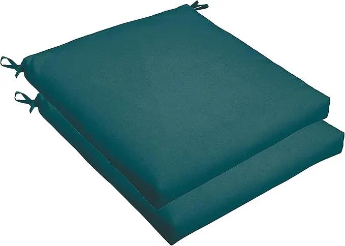 Sorra Home Sunbrella Bristol Square Chair Cushion (Set of 2) - Fade & Water Resistant, Outdoor & Indoor Patio Seat Cushion with Plush Foam - Canvas Teal (20" x 20" x 2.5") by GreenHaven Gardens