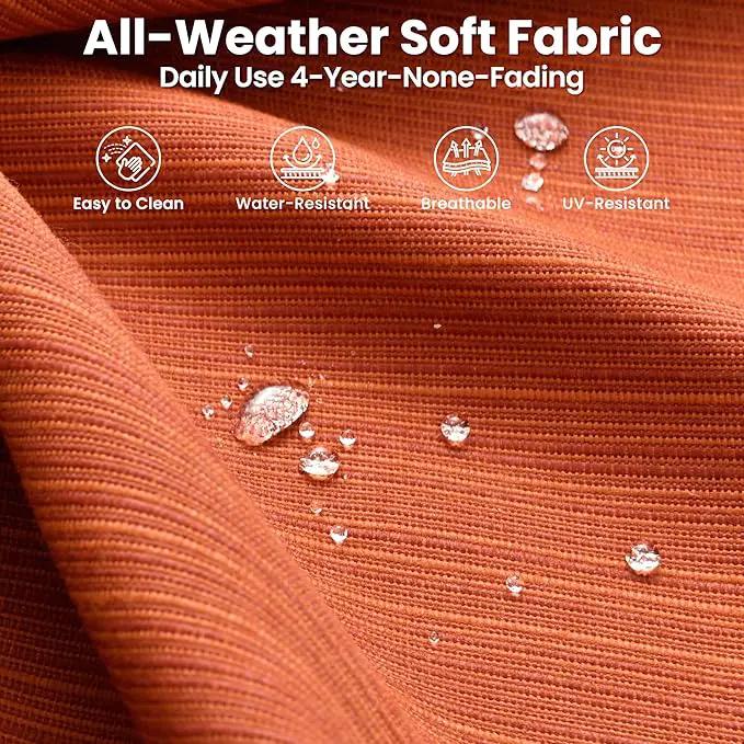 ovios 6 Pieces Patio Furniture Set with 42" Fire Pit Table, Outdoor Wicker Sofa with Comfy Cushions, All Weather High Back Rattan Couch Conversation Set, Orange Red by GreenHaven Gardens