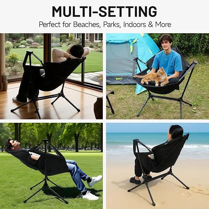 Himalaya Hammock Camping Chair, Swinging Portable Folding Camp Chairs for Adults Heavy Duty Foldable Oversized Rocker with Aluminum Alloy Frame for Outdoor Lawn，Backyard，Beach and Patio Sport by GreenHaven Gardens