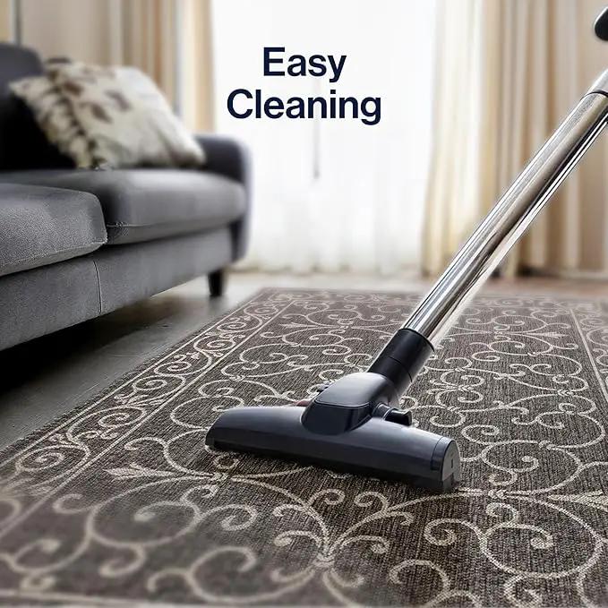 JONATHAN Y SMB106G-8 Charleston Vintage Filigree Textured Weave Indoor Outdoor Area Rug Classic Coastal Easy Cleaning Bedroom Kitchen Backyard Patio Non Shedding, 8 X 10, Black/Gray by GreenHaven Gardens