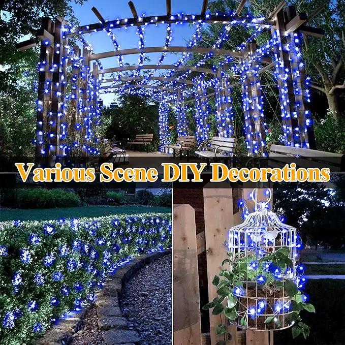 Ollny Solar String Lights for Outside, 2 Pack Total 132FT 400LED Solar Christmas Lights Outdoor, IP67 Waterproof 8 Modes String Lights for Tree Yard Garden Patio Party, Blue by GreenHaven Gardens