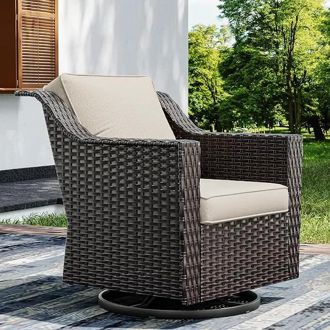 Joyside Outdoor Swivel Chair, Patio Swivel Chairs with Wide Armrest and Thick Cushions, Upgraded Large Size for Backyard, Garden, Poolside by GreenHaven Gardens