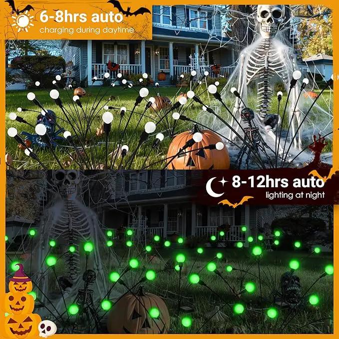 Solar Garden Lights,Halloween Lights Outdoor 20 LED Firefly Halloween Garden Lights Outdoor,Solar Lights for Outside,Solar Lights Outdoor Waterproof for Halloween,Christmas,Yard,Patio(Green) by GreenHaven Gardens