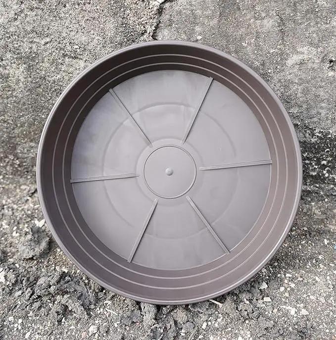 Plant Saucer 8 Inch 4 Pack 6 8 10 12 14 16 18 20 25, Plastic Plant Trays for Pots，Extra-Deep Plant Water Dray Tray, Bird Bath Bowl, Heavy Flower Plant saucers Indoors and Outdoor No Holes 8in-4 brown by GreenHaven Gardens