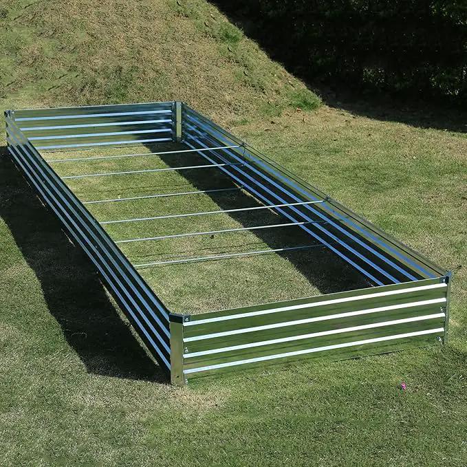 12x4x1ft(2 Pack) Galvanized Raised Garden Bed,Outdoor Planter Box Metal Patio Kit Planting Bed for Vegetables Flowers Herb,Silver by GreenHaven Gardens