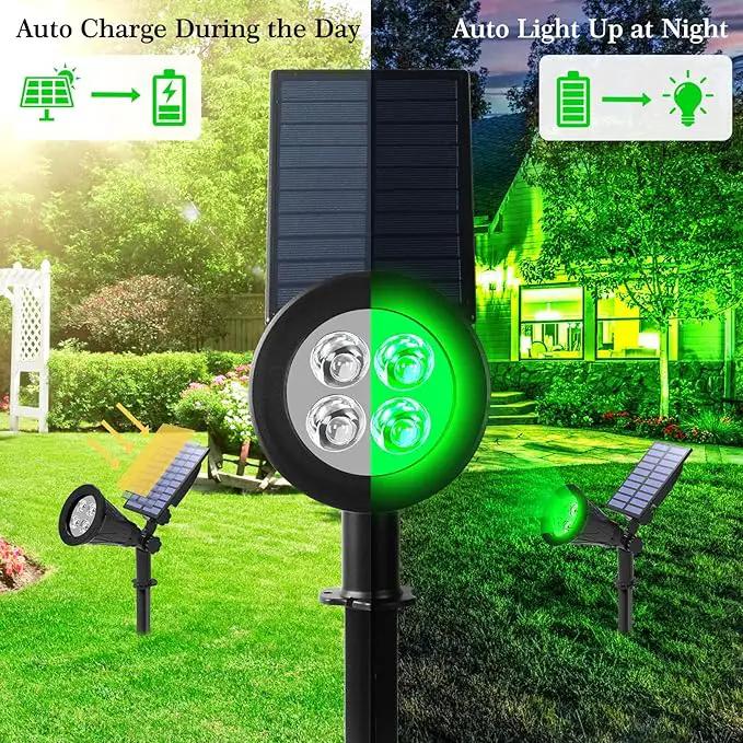 T-SUN Green Solar Spotlights, Green Solar Lights Outdoor, Auto-ON/Off 180°Angle Adjustable Solar Lights for Tree, Patio, Yard, Garden, Driveway, Pool Area (Green-2pack) by GreenHaven Gardens