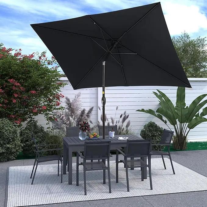 SUNVIVI OUTDOOR Patio Umbrella, 6.5' x 10' Rectangular Patio Umbrella, Metal Pole Square Outdoor Umbrella with Crank and Push Button Tilt, 6 Steel Ribs, Polyester Canopy by GreenHaven Gardens