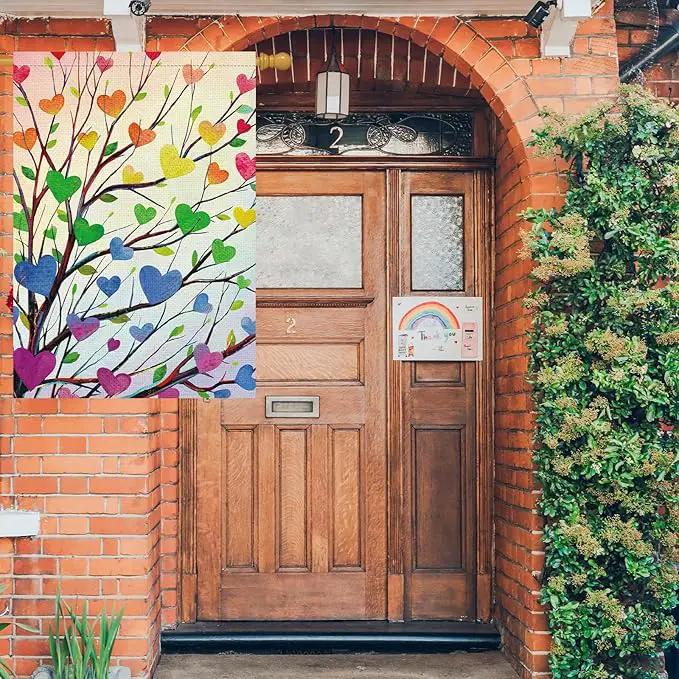 Louise Maelys Rainbow Tree Garden Flag Pride Month Love Heart 28x40 Inch Double Sided Welcome Large Burlap Gay Pride Lesbian LGBTQ Yard Outdoor Sign Outside Home House Decor by GreenHaven Gardens