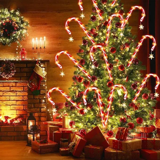 36" Outdoor Christmas Decorations, Real 30" Red Candy Cane Lights Outdoor Pathway 8 Flashing Modes, 12 Pack Christmas Candy Cane Lights, Christmas Decorations Outdoor Yard, Warm Lights with Star by GreenHaven Gardens