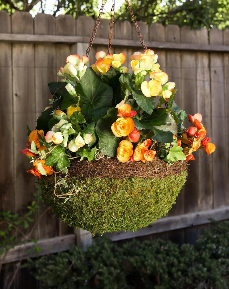 SuperMoss (29319 MossWeave Hanging Basket | Outdoor Hanging Planter with Moss | Decorative Plant Hanger for Porch, Balcony, Garden & Home Décor, Round with Wicker Rim, Set of 3 (S/M/L), Green by GreenHaven Gardens