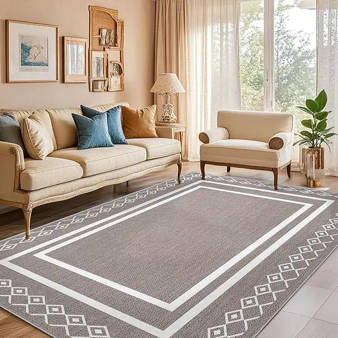 Outdoor Patio Rug, Outside Rectangular Carpet, Moroccan Geometric Rugs, Washable Large Indoor Outdoor Rug Mats for RV, Picnic, Backyard, Deck, Balcony, Porch, Beach 5'x8' by GreenHaven Gardens