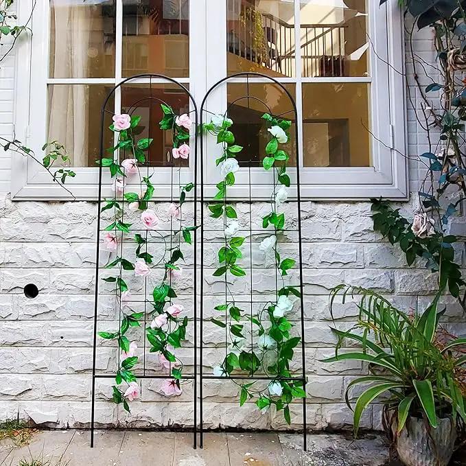 2 Pack Black Garden Trellis for Climbing Plants 59" H x 15.9" W Iron Plant Support Climbing Vines and Flowers Stands Vegetables Patio Metal Lattices Garden Addition Outdoor by GreenHaven Gardens