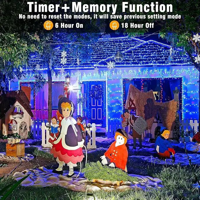 66ft 200 LED Christmas Lights Outdoor - 8 Modes Christmas String Lights Clear Wire with Time Memory, Waterproof Plug in Fairy String Lights for Indoor Outdoor Home Party Garden Decoration, Blue by GreenHaven Gardens