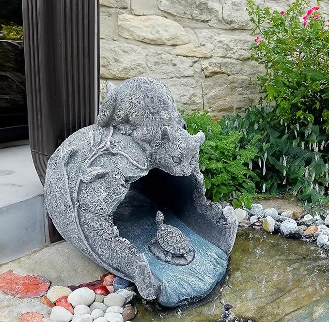 Real Cat Sculpture Gutter Downspout Extender, Eco-Friendly Resin Garden Animal Statue, Decorative Gutter Extension Downspout, Outdoor Decor Ornament, Splash Block, Perfect for 3"x4" Downspouts by GreenHaven Gardens