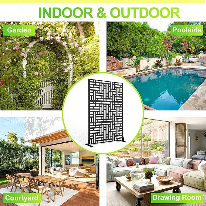 Outdoor Privacy Screen,72" H×47" W Metal Privacy Screen, Freestanding Privacy Fence Panels for Patio by GreenHaven Gardens